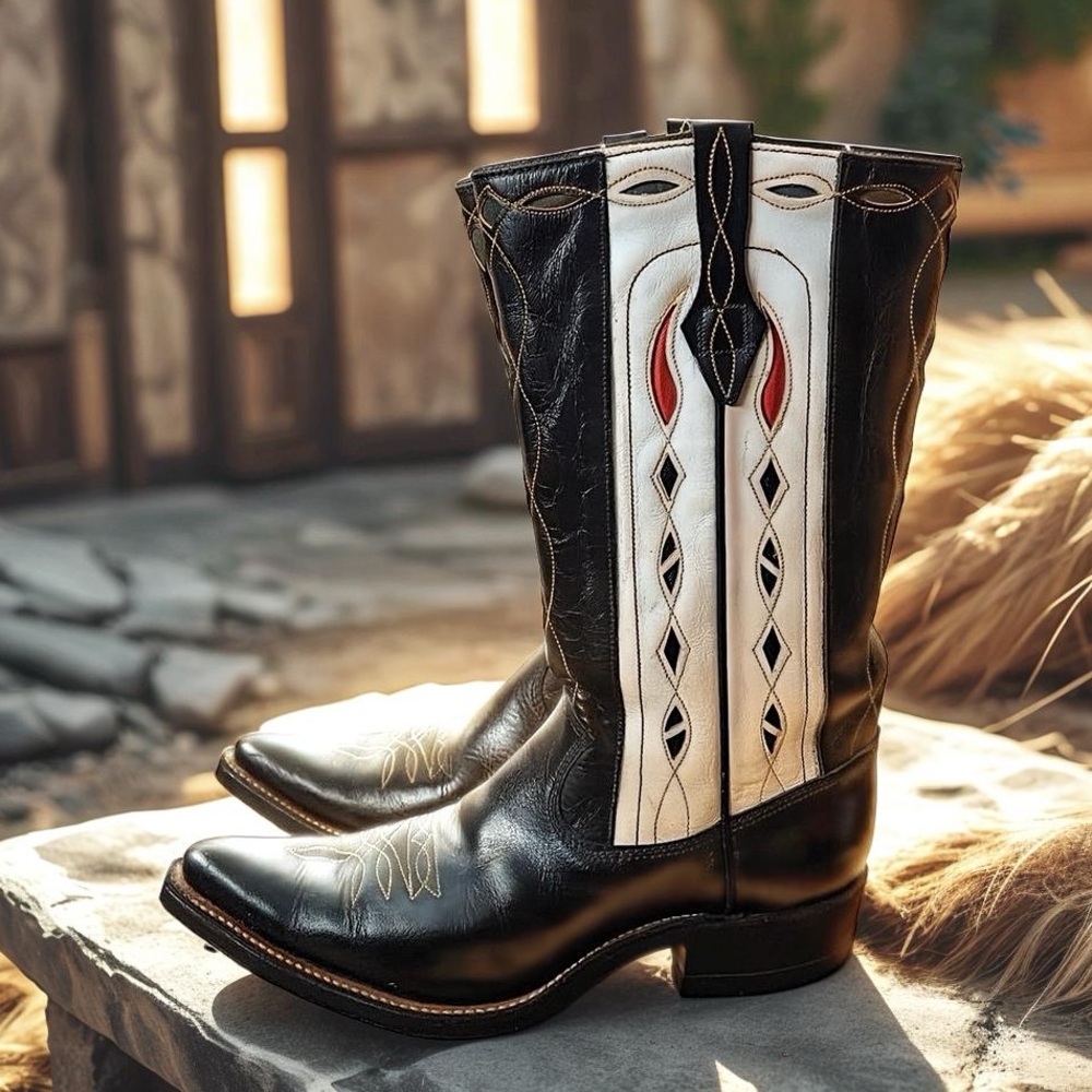 Women’s Size 6 B - 1960’s Tall Texan Cowboy Western Boots Rockabilly